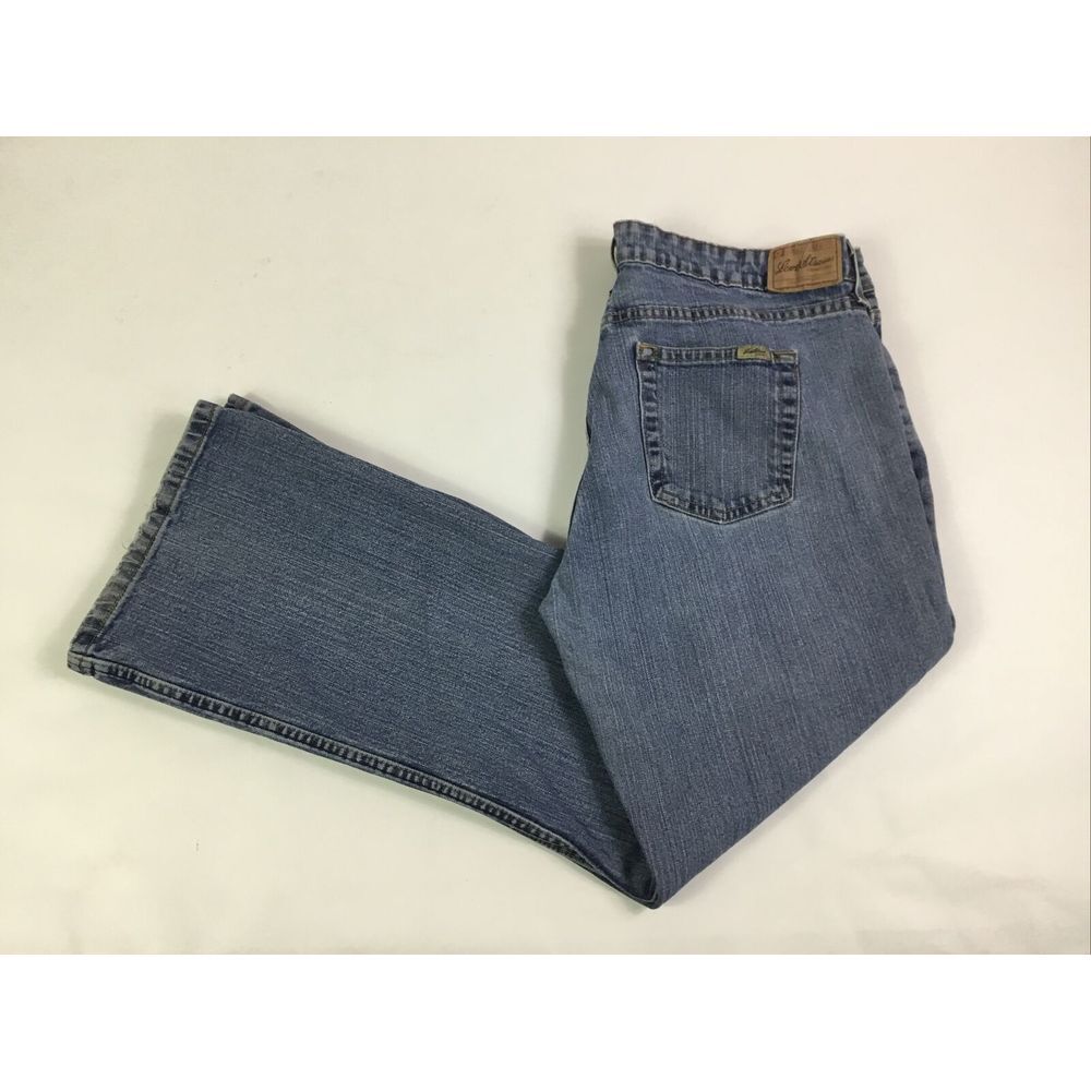 Levis Jeans Misses Womens Stretch med rise Boot cut distressed Pants Sz 14 short